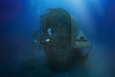 Abandoned swimming pool in sea
