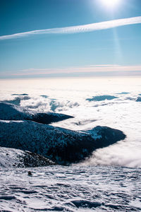 Scenic view of sea against sky during winter