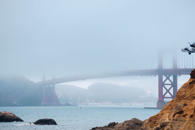 Bridge over sea against sky