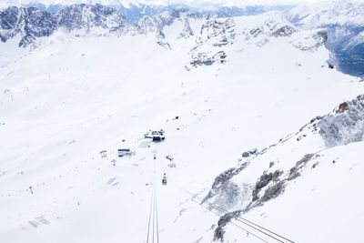 Scenic view of snow covered mountains