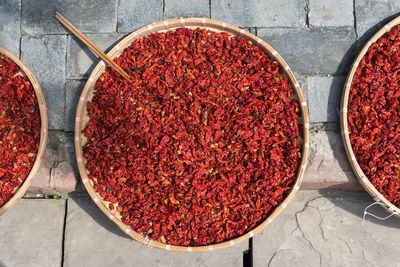 High angle view of food on table