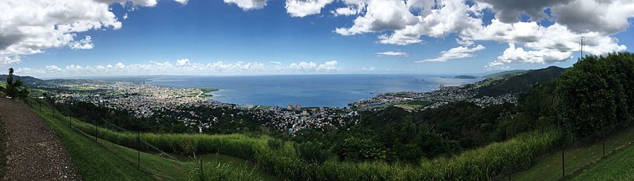 Scenic view of sea against cloudy sky