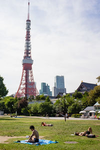 View of buildings in city against sky