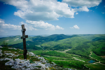 Scenic view of mountains against sky