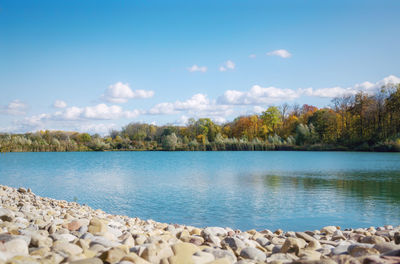 Scenic view of lake against sky