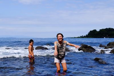 Portrait of woman in sea