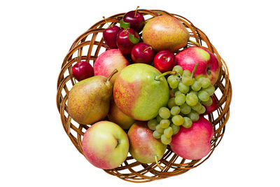 High angle view of apples in basket