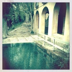 Reflection of built structure in water