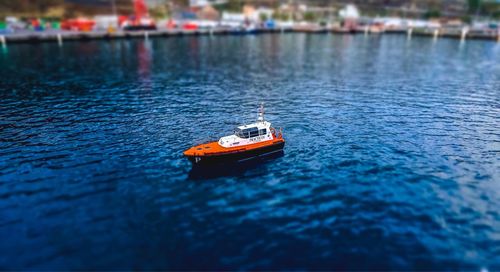 Boat moored on river