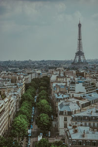 High angle view of buildings in city