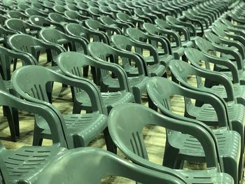 High angle view of empty chairs