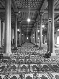 Illuminated corridor of building