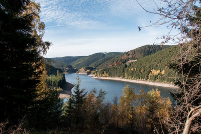 Scenic view of river and mountains