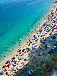 High angle view of people on beach