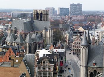 High angle view of buildings in city