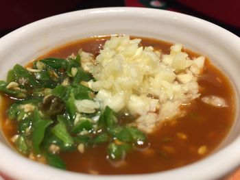 Close-up of soup in bowl