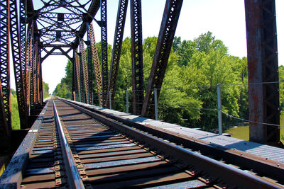 Railway tracks leading towards railroad tracks
