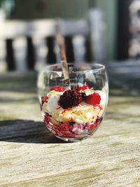 Close-up of dessert on table