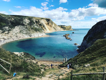 High angle view of beach against sky