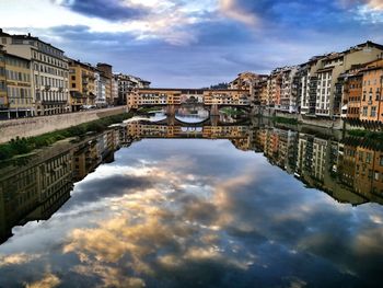 Reflection of buildings in city