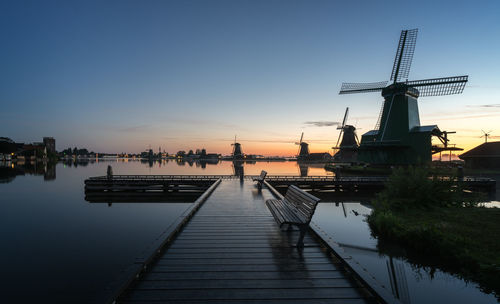 Traditional windmills at sunset