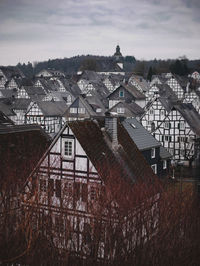 High angle view of townscape against sky
