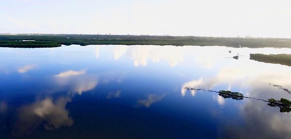 Scenic view of lake against sky
