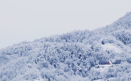 Snow covered mountain against clear sky