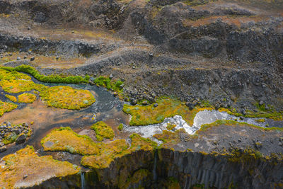 High angle view of rock formations