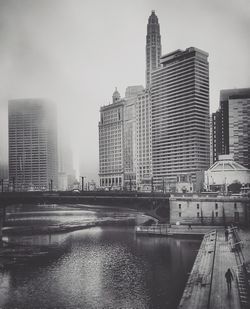 City skyline against clear sky