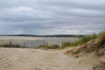 Scenic view of beach against sky