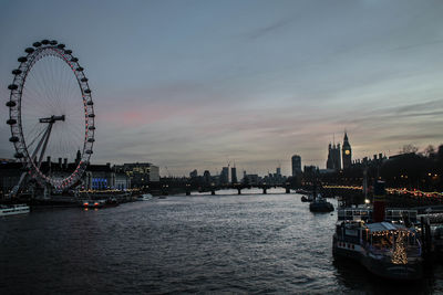 View of city at night