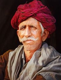 Close-up portrait of man wearing mask