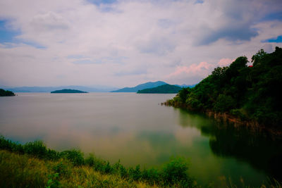 Scenic view of lake against sky