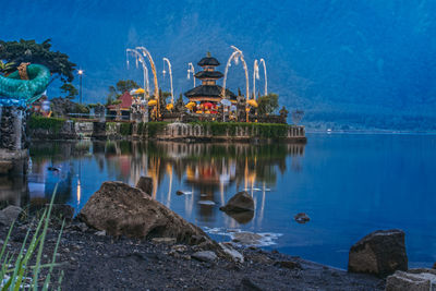 Reflection of building in water