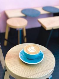 High angle view of coffee on table