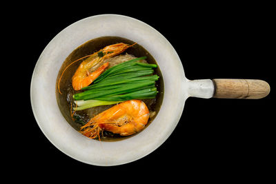 High angle view of food in plate