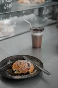 Close-up of drink served on table