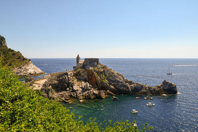 Scenic view of sea against clear sky