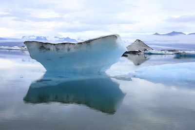 Scenic view of frozen lake against sky