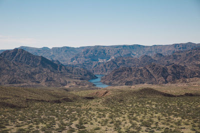 Scenic view of mountains against clear sky