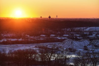 Scenic view of silhouette landscape against sky during sunset
