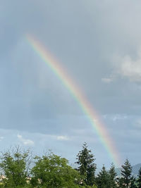 Low angle view of rainbow against sky
