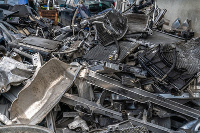 High angle view of metal scrap