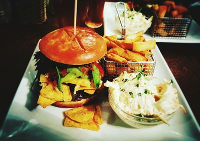 Close-up of food served in plate