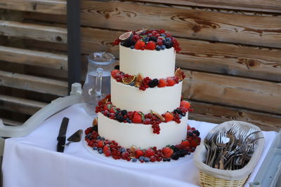 Close-up of cake on table