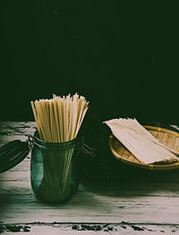 Close-up of food on table