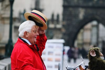 Portrait of man wearing hat outdoors