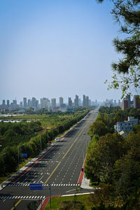 High angle view of road in city
