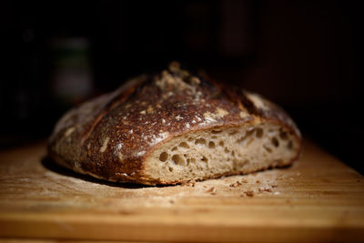 Close-up of bread on cutting board